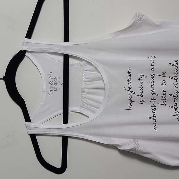 OM & AH LONDON "Better To Be Ridiculous Than Boring" White Racerback Tank Size S - Picture 6 of 13